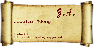 Zabolai Adony névjegykártya